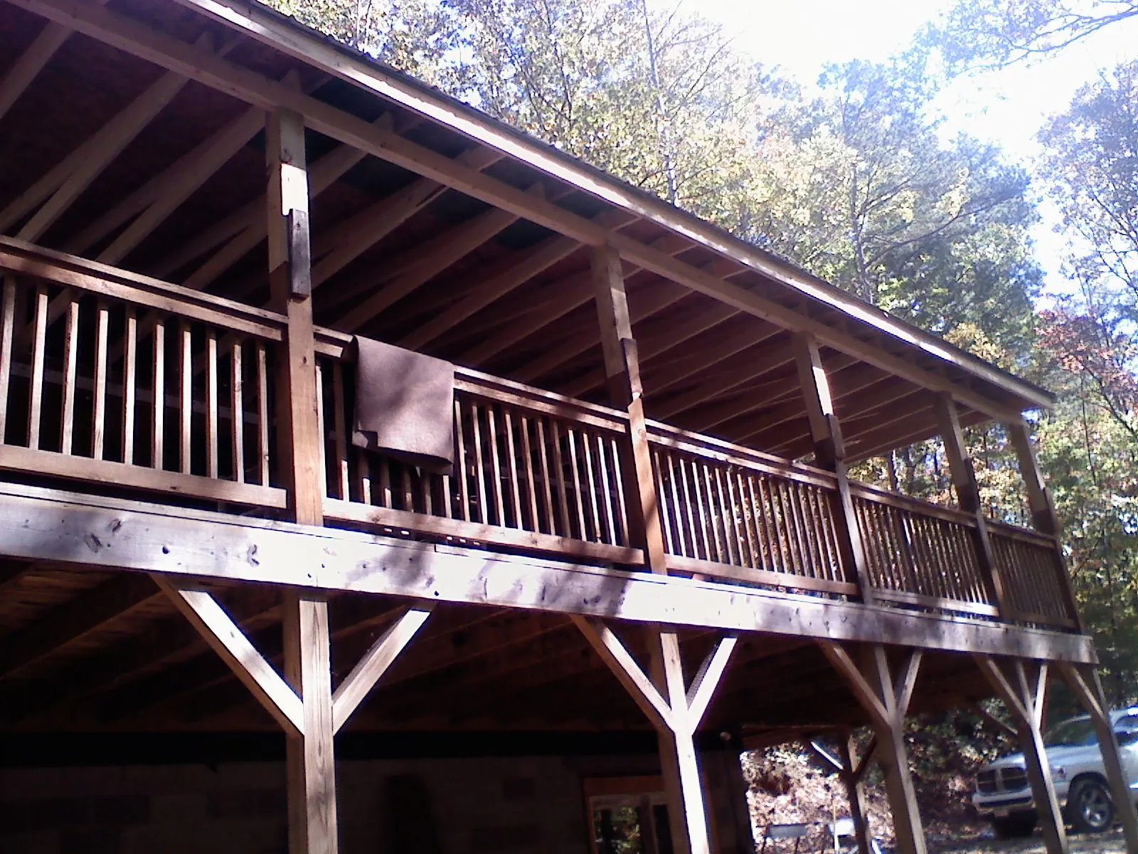Timber framing under a new elevated porch and deck — Roof Leak Repair in Columbia by Roofing Brothers